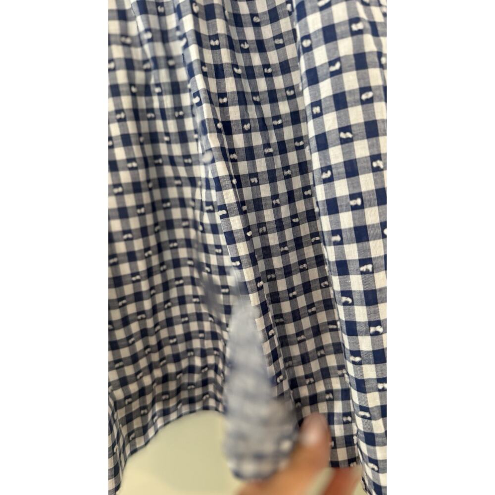 J. Crew Blue and White Gingham Pleated A-line Skirt Size 0 3033 - Picture 2 of 8